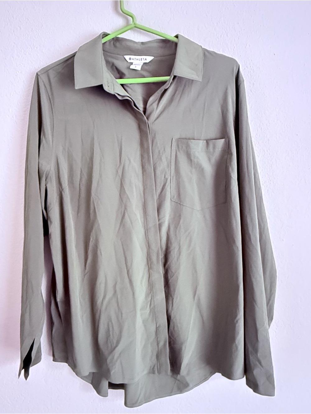 ATHLETA Urbanite 2.0 Green Button Down Top Shirt